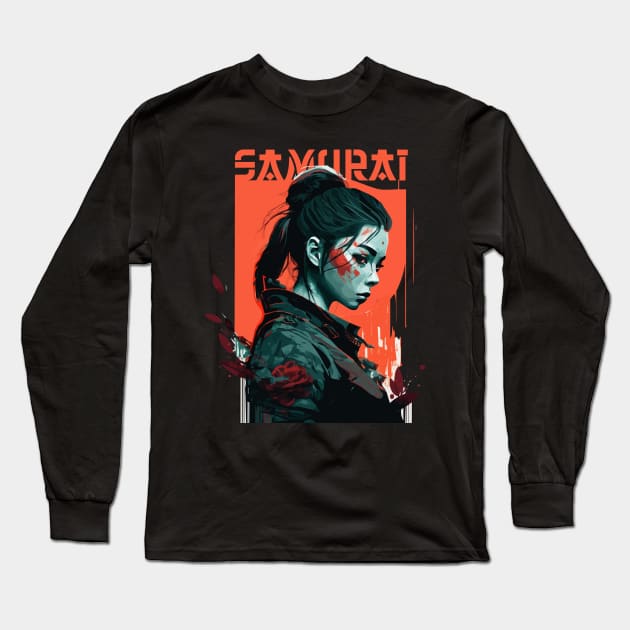 Cyberpunk Samurai Long Sleeve T-Shirt by vamarik